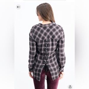 Billy T Button Down Lace Up Back Top